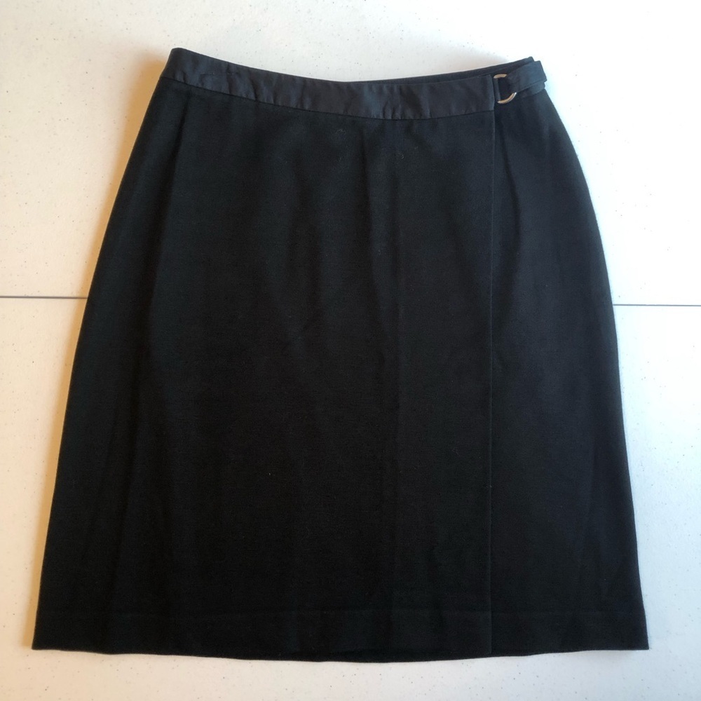 J Crew Elegant Black Wrap Skirt Size 6